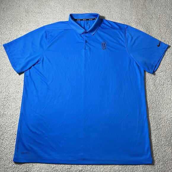 Nike Polo Shirt Mens 2XL Blue Golf Performance Drifit Logo TPC Sawgrass Club - Picture 4 of 16